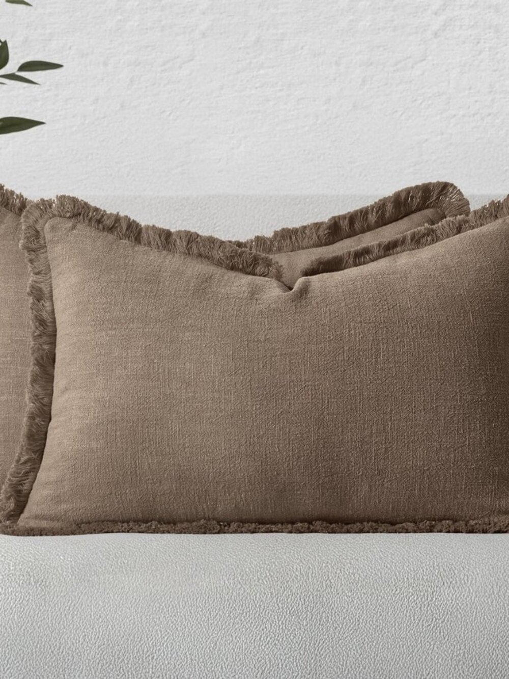 Linen Decorative Fall Lumbar Throw Pillow Covers Cocoa Brown 12x20